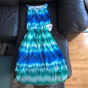 NWT Blue and Turquoise Tie Dye Chiffon Dress